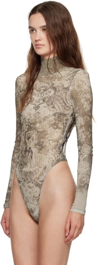 Jean Paul Gaultier Beige 'the Médaillon' Open Back Bodysuit