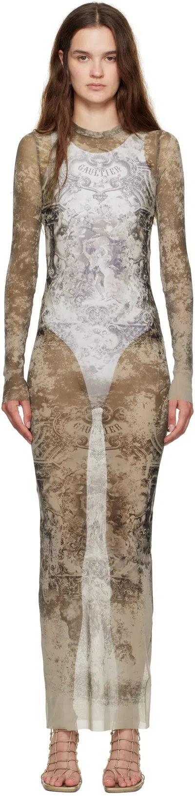 Jean Paul Gaultier Beige 'the Long Médaillon' Maxi Dress