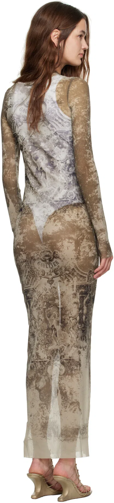 Jean Paul Gaultier Beige 'the Long Médaillon' Maxi Dress