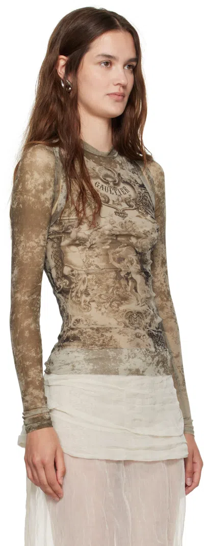 Jean Paul Gaultier Beige 'the Médaillon' Sleeves Top In Multi