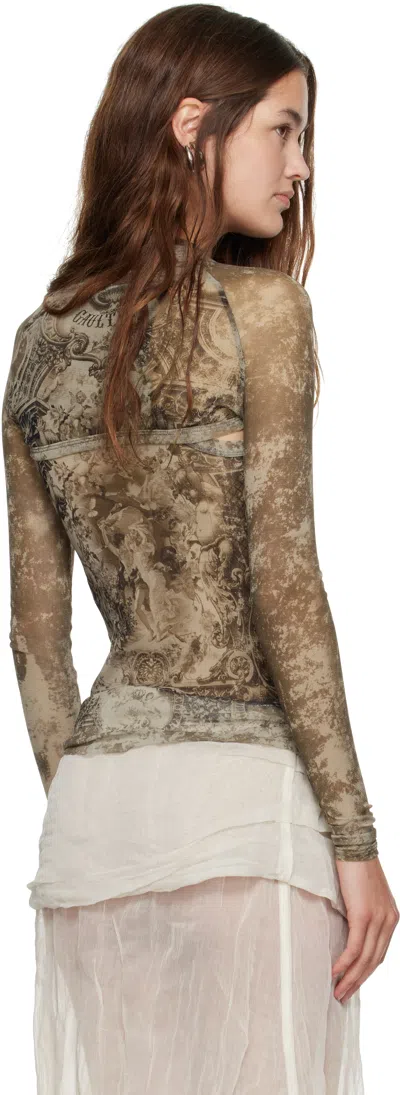 Jean Paul Gaultier Beige 'the Médaillon' Sleeves Top In Multi