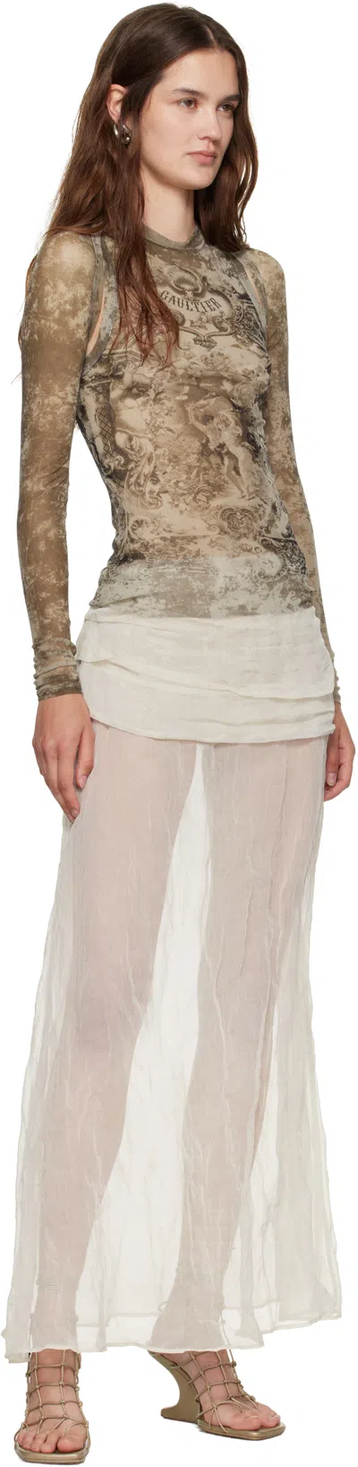 Jean Paul Gaultier Beige 'the Médaillon' Sleeves Top In Multi