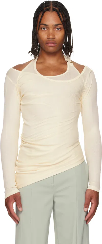 Jean Paul Gaultier Off-white 'gaultier' Piercing Detail Top In White