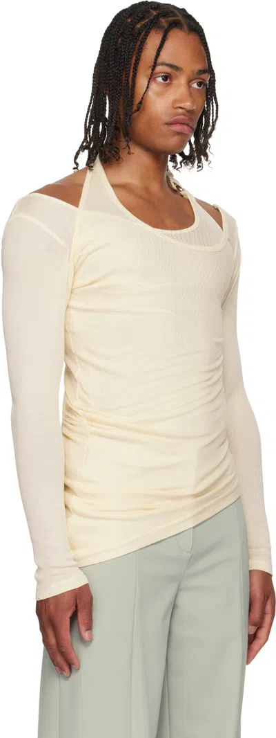 Jean Paul Gaultier Off-white 'gaultier' Piercing Detail Top In White