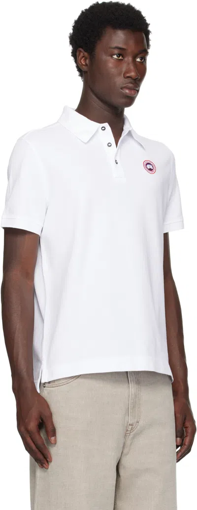 Canada Goose White Short-sleeve Polo Shirt With Traditional Collar In White