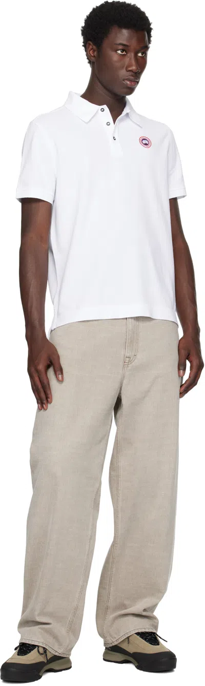 Canada Goose White Short-sleeve Polo Shirt With Traditional Collar In White