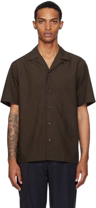 Brioni Brown Wool & Silk Shirt In Brown