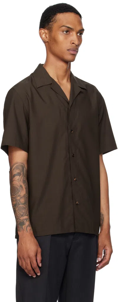 Brioni Brown Wool & Silk Shirt In Brown