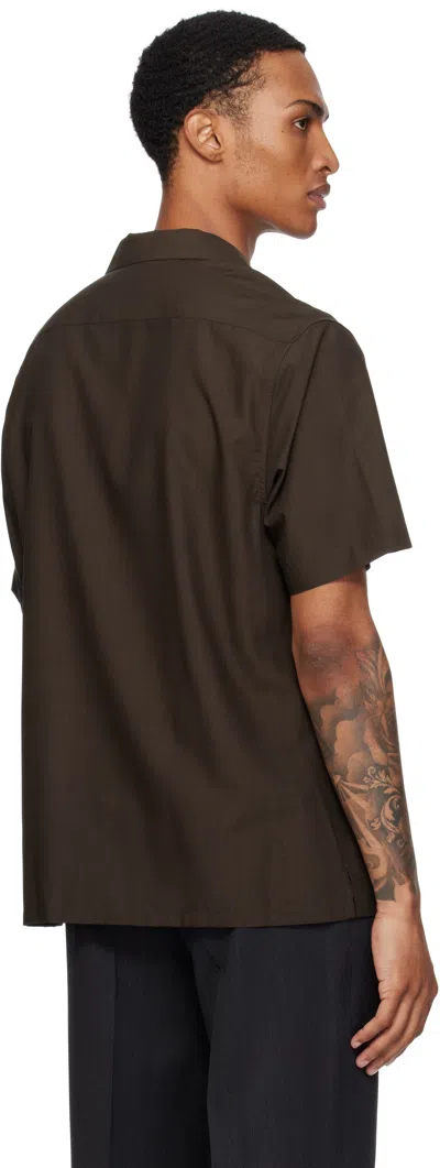 Brioni Brown Wool & Silk Shirt In Brown