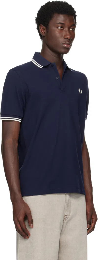 Fred Perry Reissues Original Twin Tipped Polo Navy Ice Ice In Blue