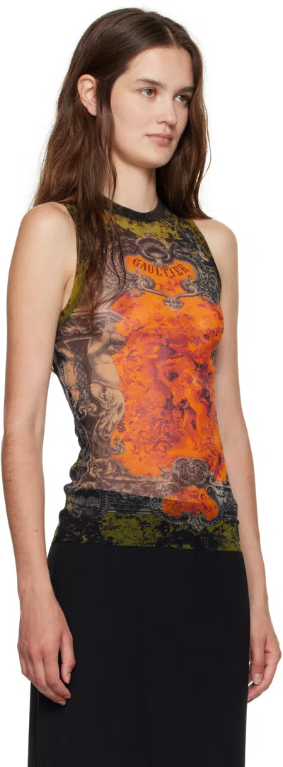 Jean Paul Gaultier Khaki & Orange 'the Médaillon' Tank Top