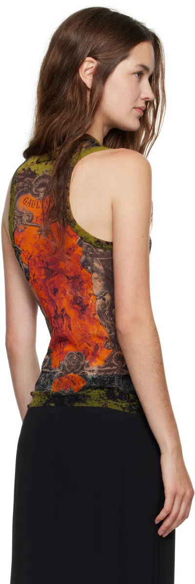 Jean Paul Gaultier Khaki & Orange 'the Médaillon' Tank Top