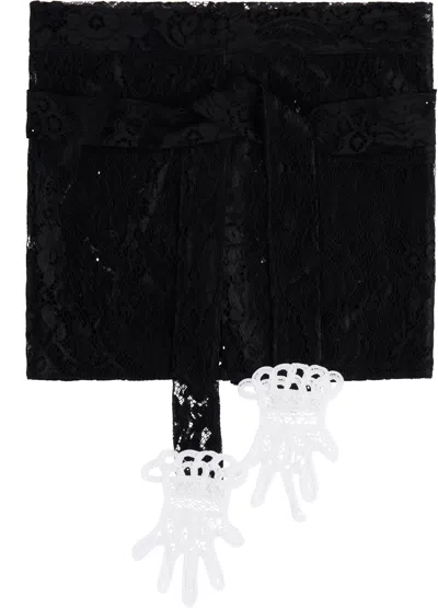 Gohar World Black Embroidered Mini Lace Hands Apron