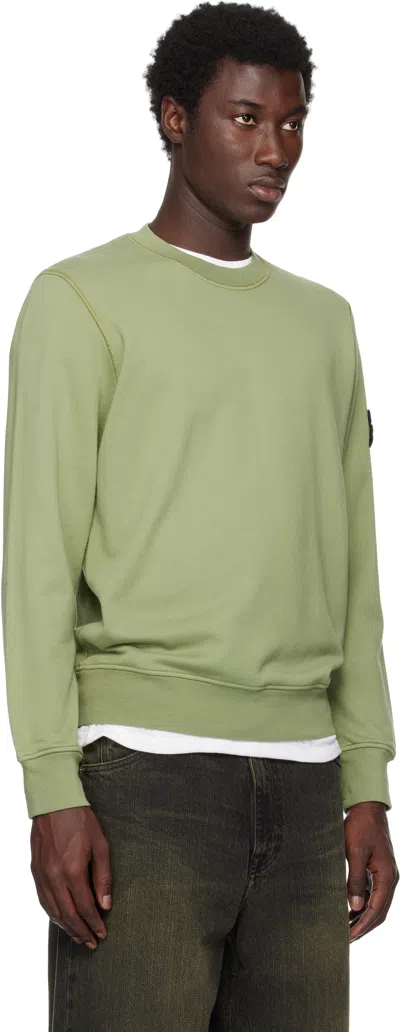 Stone Island Green 6100044 Organic Cotton Fleece Sweatshirt In Green