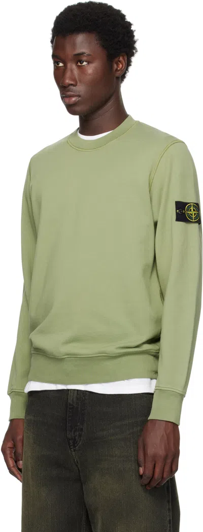 Stone Island Green 6100044 Organic Cotton Fleece Sweatshirt In Green