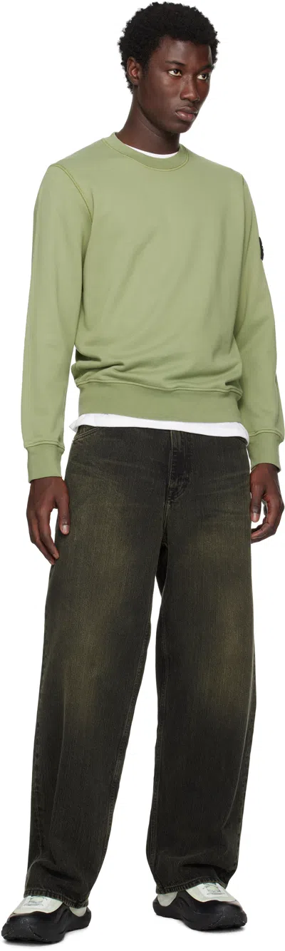 Stone Island Green 6100044 Organic Cotton Fleece Sweatshirt In Green