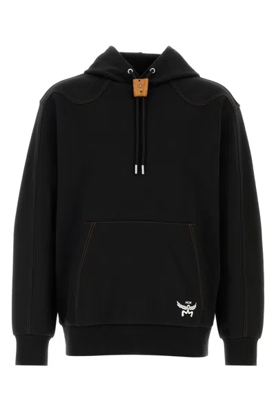 Mcm Stretch Polyester Blend Hooded Sweatshirt In Black