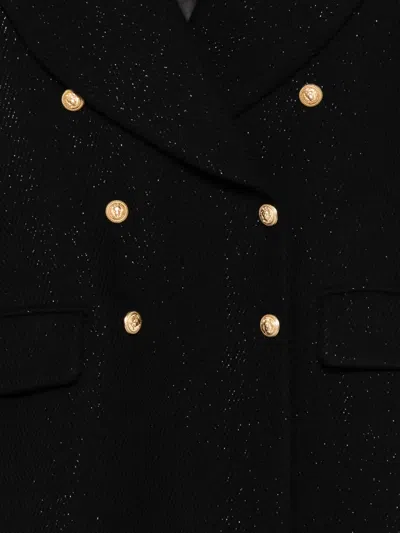 HERRINGBONE GLITTER-DETAIL COAT