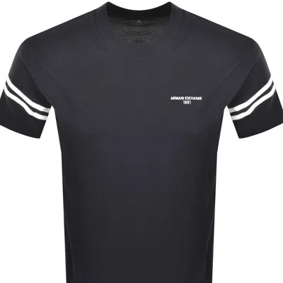 Armani Exchange Sleeve-stripe Cotton T-shirt In Multi
