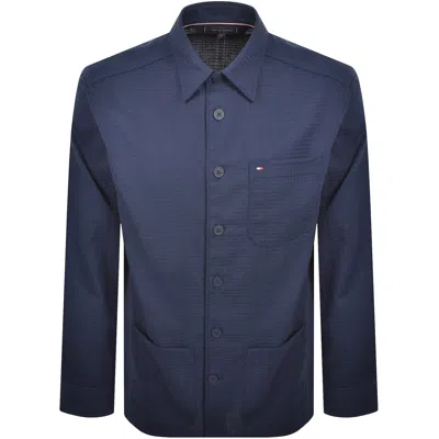 Tommy Hilfiger Waffle Overshirt Navy In Blue