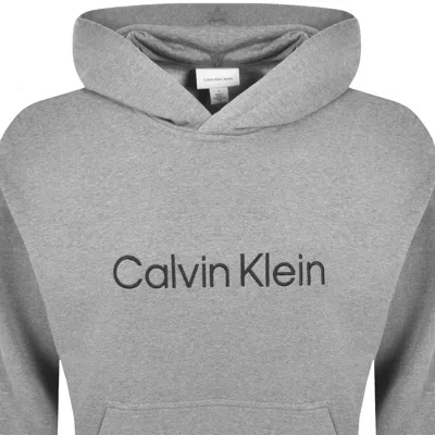 Calvin Klein Jeans Logo Terry Hoodie Grey In Gray