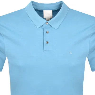 Calvin Klein Chest Emblem Polo T Shirt Blue In Blue