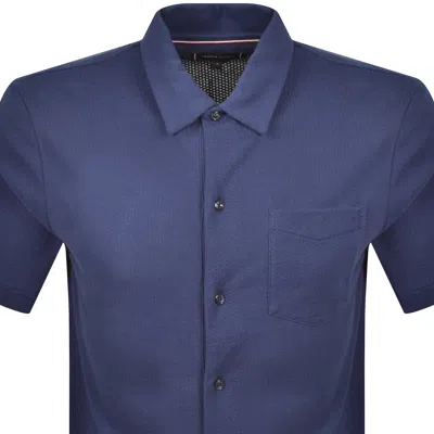Tommy Hilfiger Open Knit Polo Navy In Blue