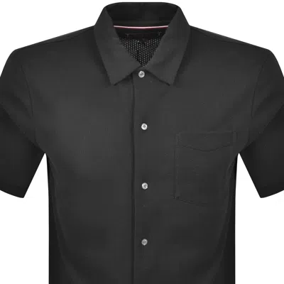 Tommy Hilfiger Open Knit Polo Black In Black