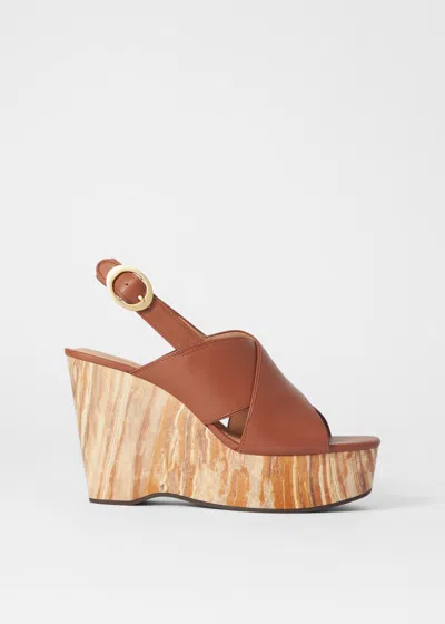 & Other Stories Leather Platform Wedge Sandals In Brown