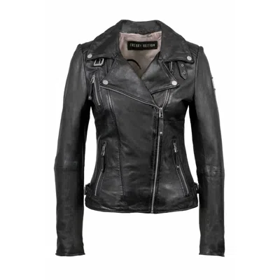 Freaky Nation Women's Black Leather Biker Jacket