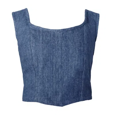 Italia A Collection Women's Blue Denim Corset Top