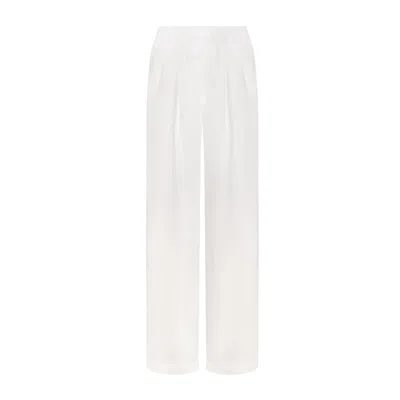 Mandragora Women's Neutrals / White Ecru Linen And Viscose High-waisted Pants With Flowing, Wide Legs -ora
