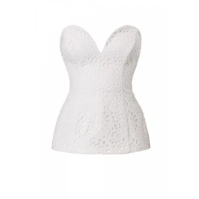Aggi By Halewski Women's Lamia  Off White Embroidered Lace Corset Top