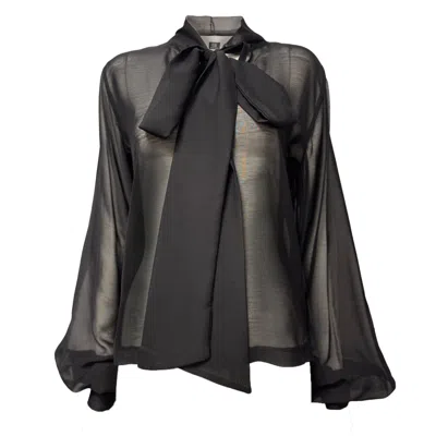 Chuks Collins Women's Black Ajah New Collection Drop2-victorian Chiffon Blouse