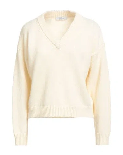 Alpha Studio Woman Sweater Cream Size 10 Merino Wool In Neutral