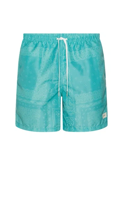 Bather Teal Tonal Bandana Swim Trunks 5 Teal In Blue
