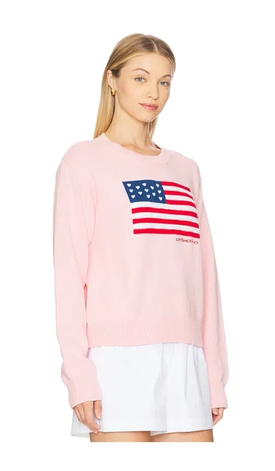 Loveshackfancy Ty Intarsia Flag Cotton Crewneck Sweater In Pink