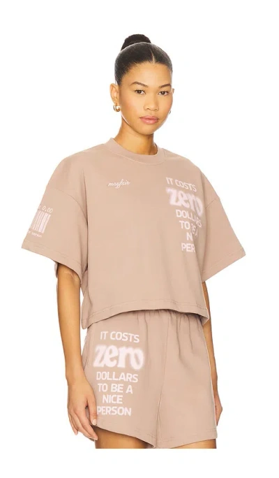 The Mayfair Group It Costs $0 Crop T-shirt In Brown