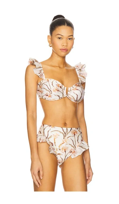 Patbo Botanic Retro Flutter Bikini Top In White