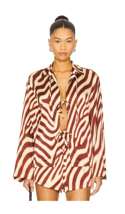 Seven Wonders Montie Tie Front Sleeved Shirt In Red