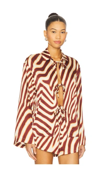 Seven Wonders Montie Tie Front Sleeved Shirt In Red