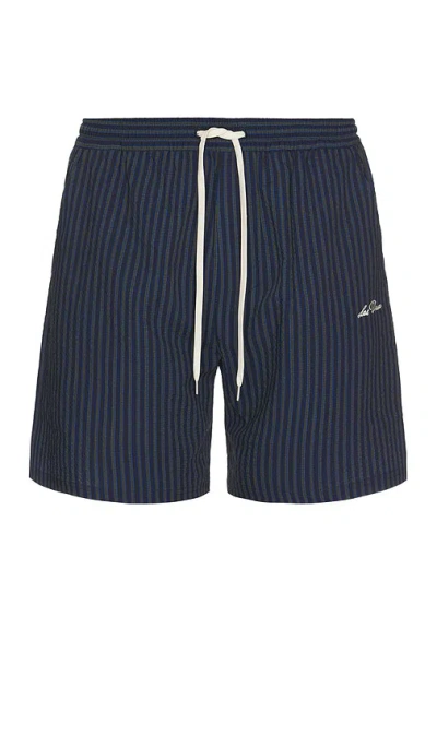 Les Deux Stan Stripe Seersucker Swim Shorts In Blue