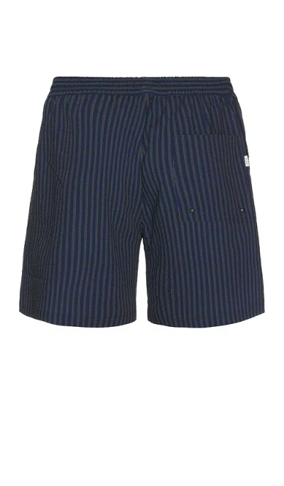 Les Deux Stan Stripe Seersucker Swim Shorts In Blue