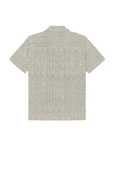 Les Deux Hector Paisley Short Sleeve Cotton Button-up Shirt In Gray