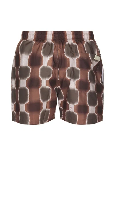 Oas Brown Sable Totemic Swim Shorts In Brown