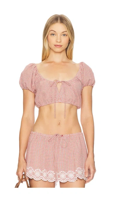 Guizio Ravello Gingham Top In Pink