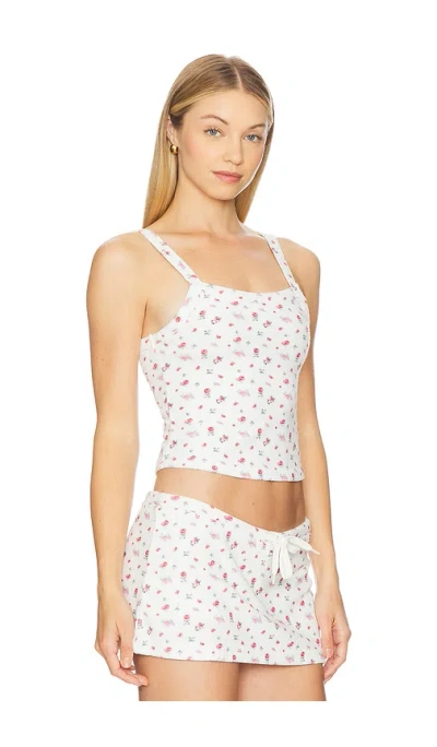 Guizio Dani Terry Tank Ditsy Floral In White