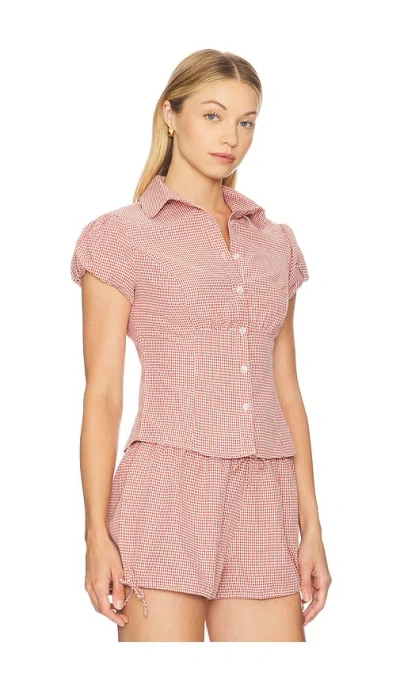 Guizio Liana Gingham Top Red Love In Red