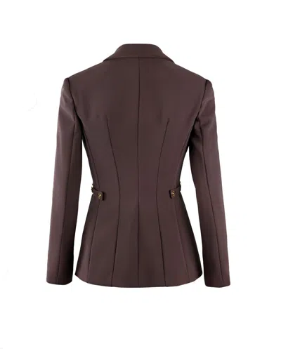 Elisabetta Franchi Burgundy Tailored Blazer With Gold Buttons And Peak Lapels In Burgundy