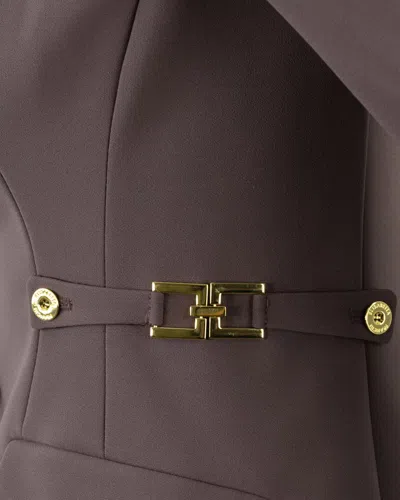 Elisabetta Franchi Burgundy Tailored Blazer With Gold Buttons And Peak Lapels In Burgundy